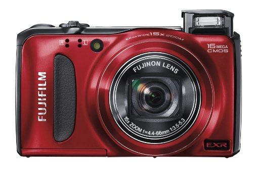 Fujifilm FinePix F500EXR Red 16 MP CMOS Digital Camera with Fujinon 15x Super Wide Angle Zoom Lens International Model No Warranty (Red)