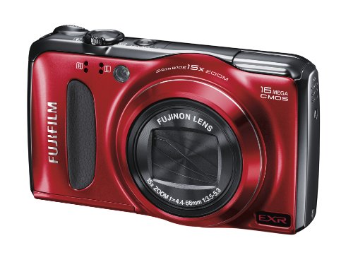 Fujifilm FinePix F500EXR Red 16 MP CMOS Digital Camera with Fujinon 15x Super Wide Angle Zoom Lens International Model No Warranty (Red)