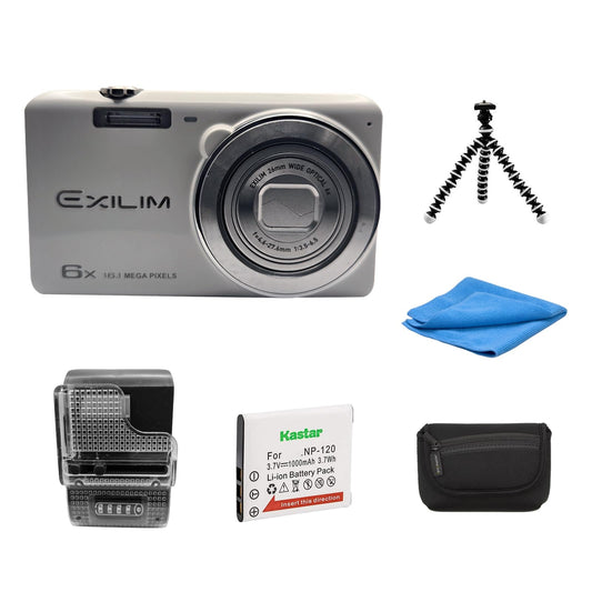 Yahemi Exilim EX-ZS25, 16.1mp, Compact Digital Camera Bundle with Tripod, Battery and Charger. Carrying Pouch and Microfiber Cloth [White]